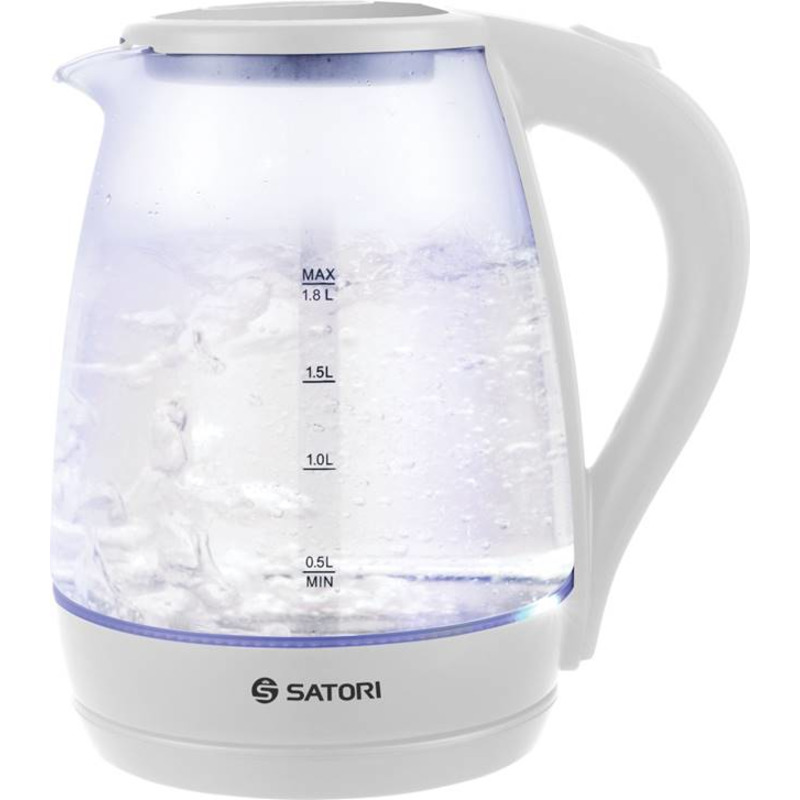 Електрочайник 1,8л 1500Вт диск, скло, підсвічування "SATORI" SGK-4105-WT