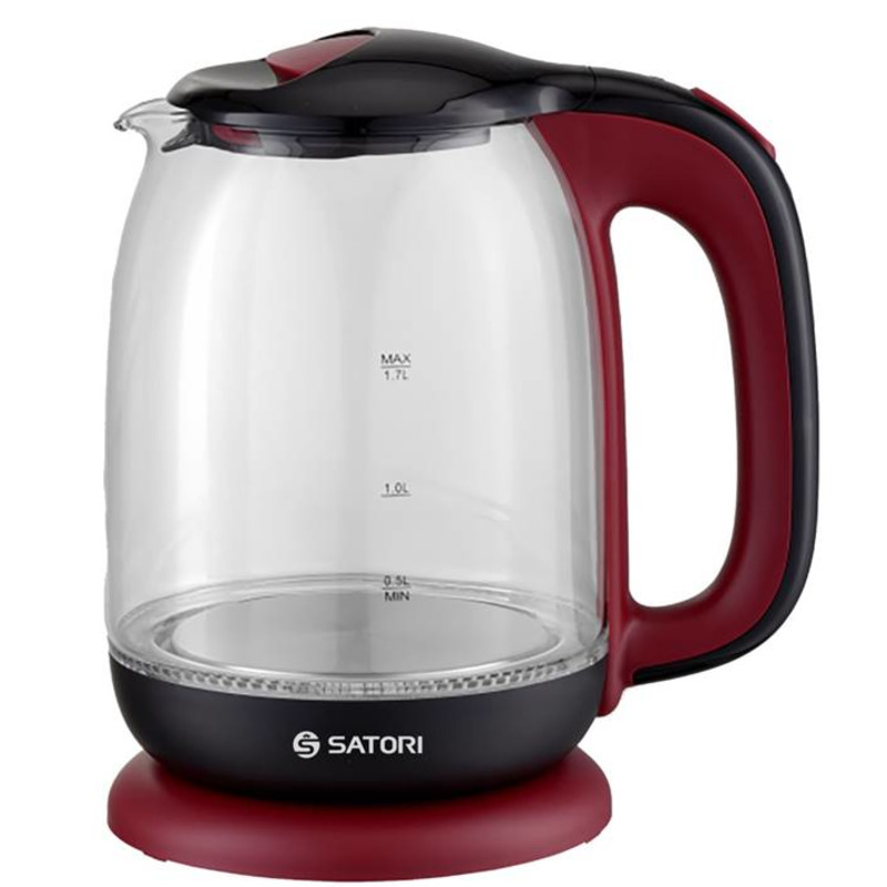 Электрочайник 1,7л 2000Вт диск, стекло подсветка "SATORI" SGK-4180-RD