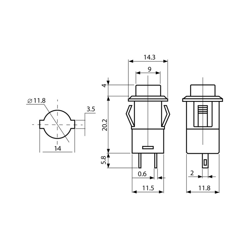 Кнопка LSW34 круглая желтая без фиксации OFF-ON (мгновенная) 1A 250VAC "LEMANSO" DS-227