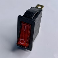 Перемикач LSW01 тонкий червоний з підсв. "LEMANSO" KCD3-102N