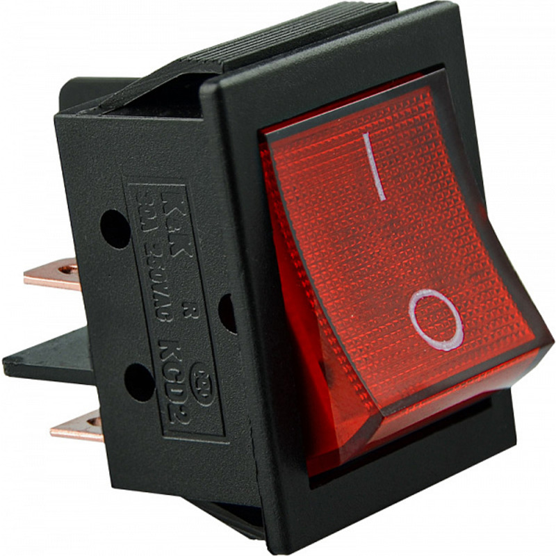 Переключатель LSW31 30A 4pin красный с подсветкой для сварочного аппарата "LEMANSO" KCD2-6-201N