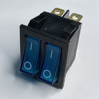 Переключатель LSW04 двойной синий с подсветкой "LEMANSO" KCD2-2101N
