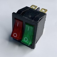 Перемикач LSW04 подвійний червоний + зелений з підсвічуванням "LEMANSO" KCD2-2101N