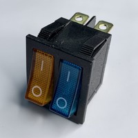 Переключатель LSW04 двойной синий + жёлтый с подсв. "LEMANSO" KCD2-2101N