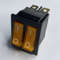 Перемикач LSW04 подвійний жовтий з підсвічуванням "LEMANSO" KCD2-2101N