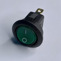 Перемикач LSW07 круглий зелений із підсв. "LEMANSO" KCD1-101N-8