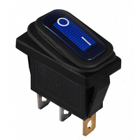 Переключатель LSW36 3PIN синий с фиксацией и подсветкой IP45 ON-OFF 15A 250VAC "LEMANSO" KCD3-101NW