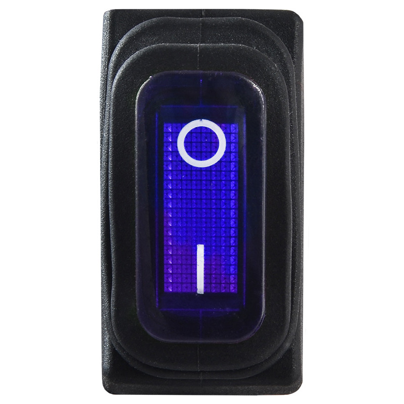 Переключатель LSW36 3PIN синий с фиксацией и подсветкой IP45 ON-OFF 15A 250VAC "LEMANSO" KCD3-101NW