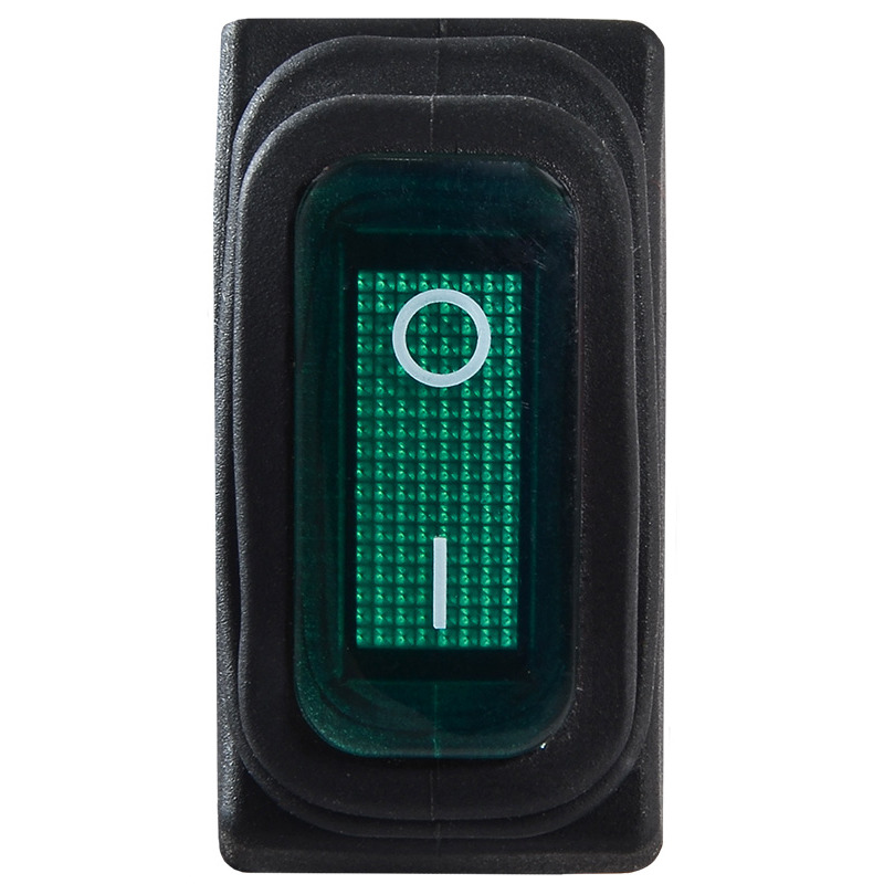 Переключатель LSW36 3PIN зеленый с фиксацией и подсветкой IP45 ON-OFF 15A 250VAC "LEMANSO" KCD3-101