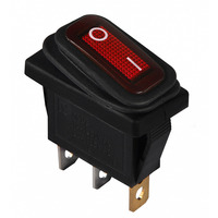 Переключатель LSW36 3PIN красный с фиксацией и подсветкой IP45 ON-OFF 15A 250VAC "LEMANSO" KCD3-10