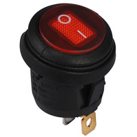 Переключатель LSW37 3PIN круглый красный с фиксацией IP45 ON-OFF 6A 250VAC "LEMANSO" KCD1-5-101NW