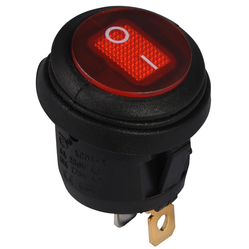 Переключатель LSW37 3PIN круглый красный с фиксацией IP45 ON-OFF 6A 250VAC "LEMANSO" KCD1-5-101NW