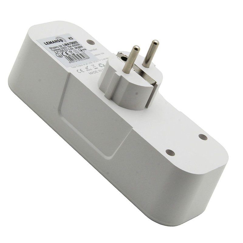 Тройник 250V 16A 4000W + 2*USB 5V 3.4A с заземлением белый "LEMANSO" LMA79002