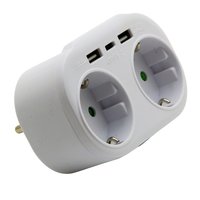 Двійник 250V 16A 4000W + 2*USB 5V 2.4A + Type C з заземленням білий "LEMANSO" LMA79003