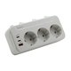 Тройник 100-250V 16A 4000W + USB 5V 3.3A + 2*Type C с/с., штекер ПОВОРОТНЫЙ белый "LEMANSO" LMA79004