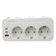 Тройник 100-250V 16A 4000W + USB 5V 3.3A + 2*Type C с/с., штекер ПОВОРОТНЫЙ белый "LEMANSO" LMA79004