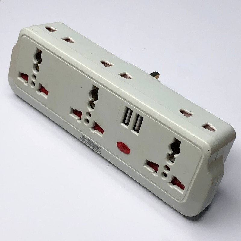 Перехідник - адаптер з індикатором, 3+3 гнізда, 2USB 2.1A. "LEMANSO" LMA7307