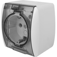 Розетка одинарна e.aqua.1231.grt із з/к зовнішня IP54 кришка прозора "E.NEXT" s035058