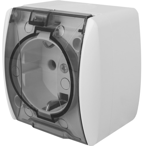 Розетка одинарная e.aqua.1231.grt с з/к наружная IP54 крышка прозрачная "E.NEXT" s035058