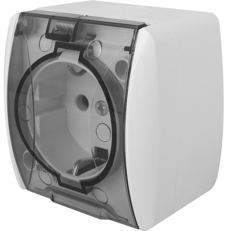 Розетка одинарна e.aqua.1231.grt із з/к зовнішня IP54 кришка прозора "E.NEXT" s035058