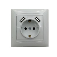 Розетка 1-а c/з + гнізда 2 USB біла "LEMANSO "Сакура" LMR1039
