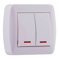 Выключатель 2-кл. наружный с подсветкой белый LEZARD Demet 711-0200-112