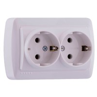 Розетка 2-а з/з зовнішня закритий корпус біла LEZARD Demet 711-0200-127