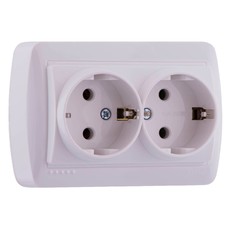 Розетка 2-а з/з зовнішня закритий корпус біла LEZARD Demet 711-0200-127