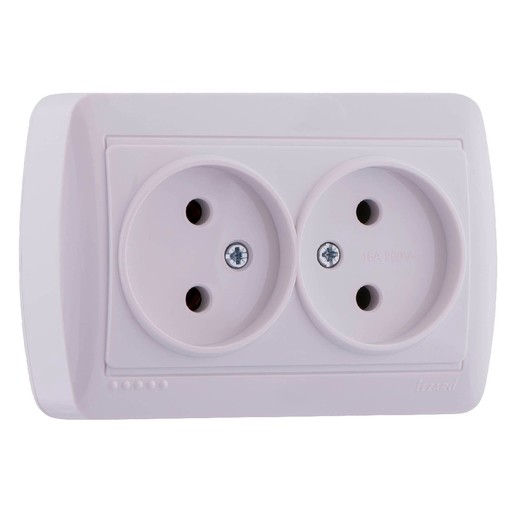 Розетка 2-я б/з наружная закрытый корпус белая LEZARD Demet 711-0200-128