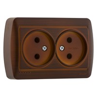 Розетка 2-а б/з зовнішня закритий корпус античний кедр LEZARD Demet 711-0400-128