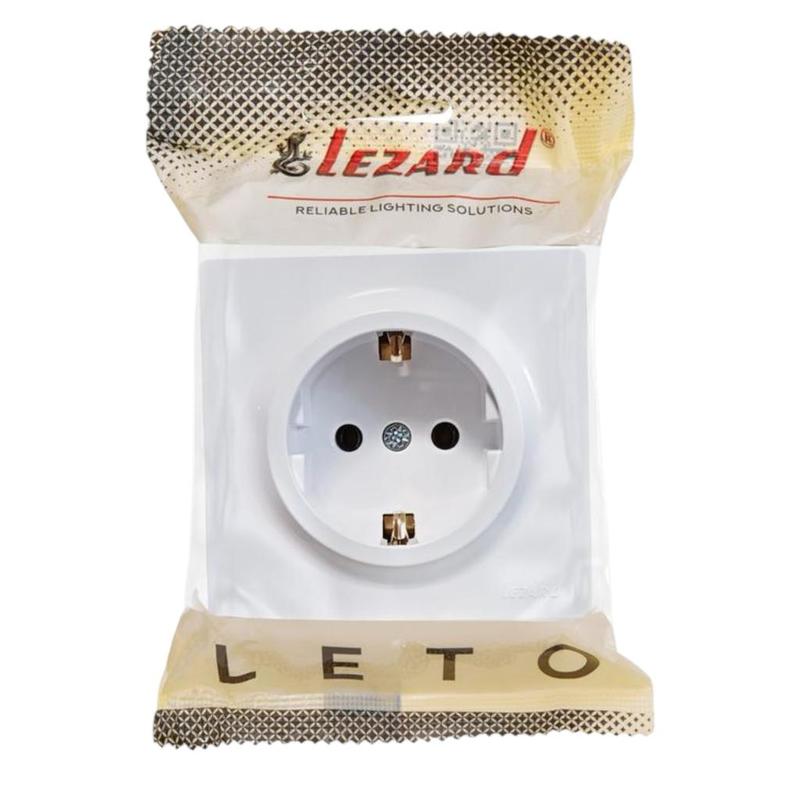 Розетка 1-я с/з наружная белый LEZARD Leto 752-0200-122B