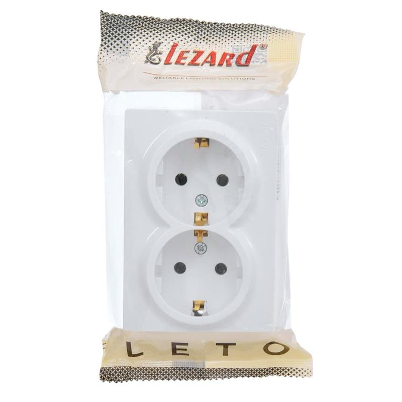 Розетка 2-я с/з наружная белый LEZARD Leto 752-0200-127B