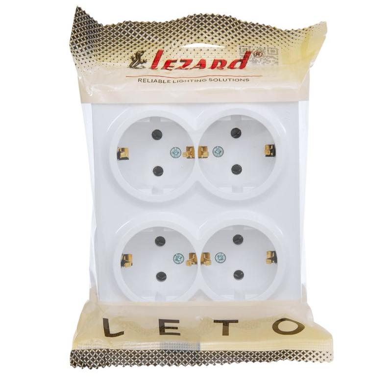 Розетка 4-а з/з зовнішня білий LEZARD Leto 752-0200-127BDP