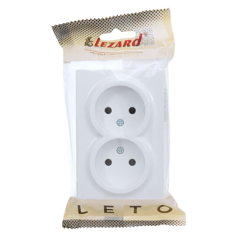 Розетка 2-я б/з наружная белый LEZARD Leto 752-0200-128B