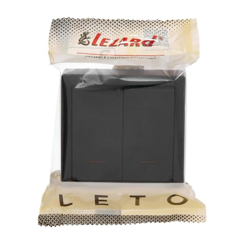 Выключатель 2-кл. наружный с подсветкой черный LEZARD Leto 752-4200-112