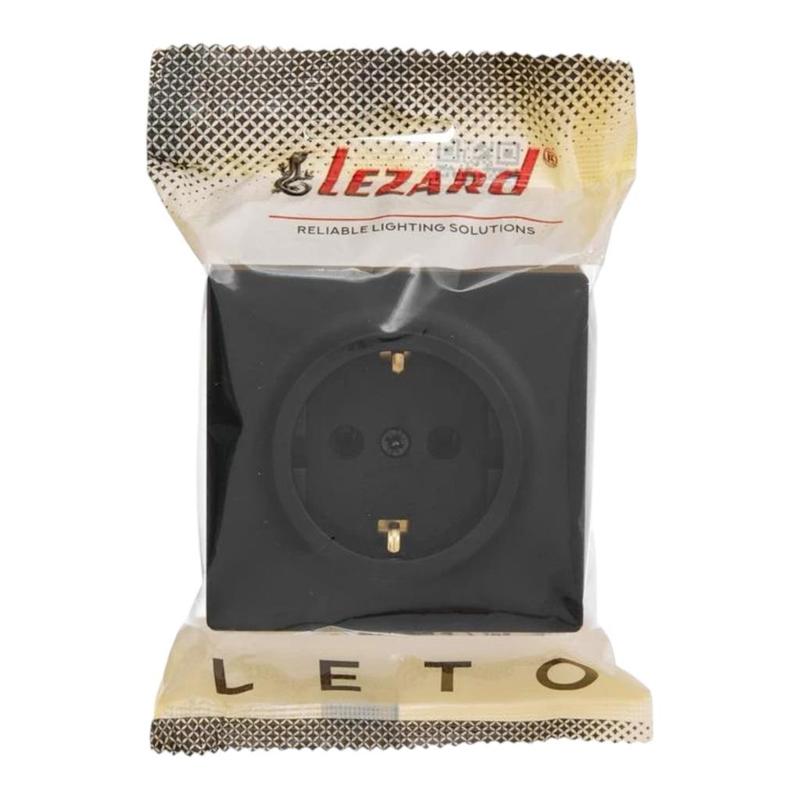 Розетка 1-я с/з наружная черная LEZARD Leto 752-4200-122B