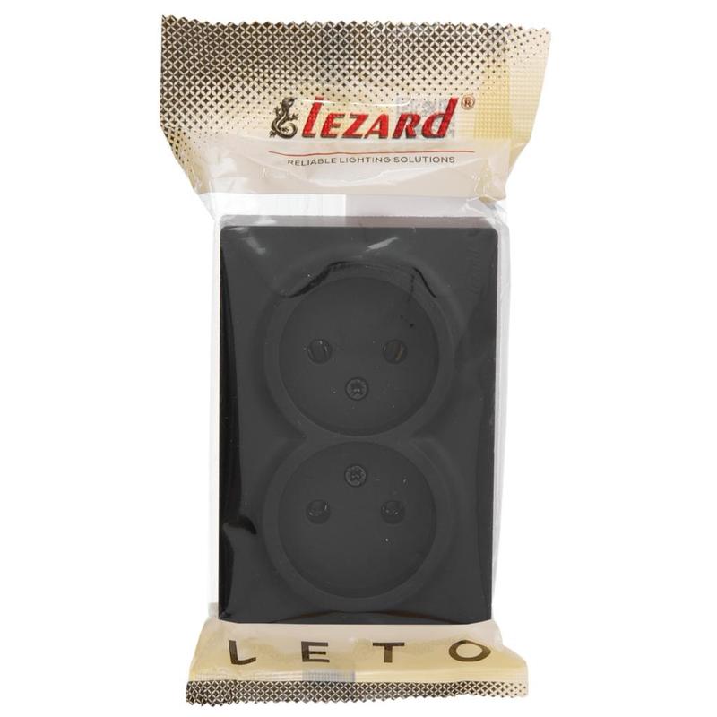 Розетка 2-я б/з наружная черная LEZARD Leto 752-4200-128B