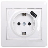 Розетка 1-я с/з + USB внутренняя белая LEZARD Mira 701-0202-181