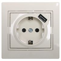 Розетка 1-а з/з + USB внутрішня крем LEZARD Mira 701-0303-181
