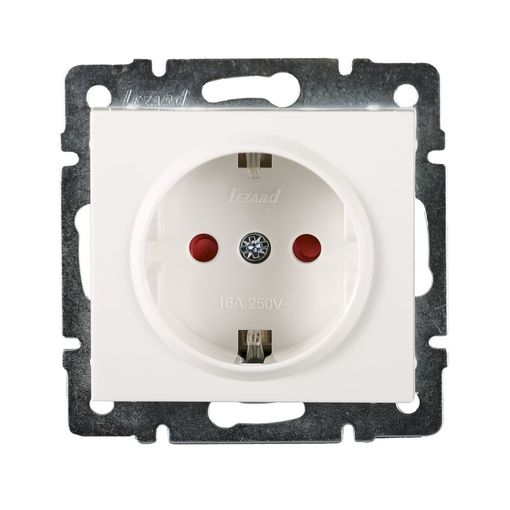 Розетка 1-я с/з внутренняя с защитой от детей белая LEZARD Rain 703-0288-124В