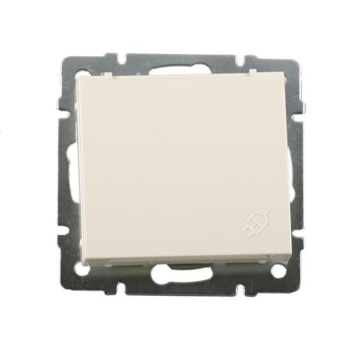 Розетка 1-я с/з внутренняя с крышкой крем LEZARD Rain 703-0388-123В
