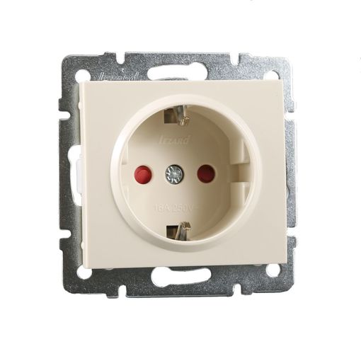 Розетка 1-я с/з внутренняя с защитой от детей крем LEZARD Rain 703-0388-124В
