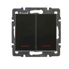 Вимикач 2-кл. внутрішній з підсвічуванням антрацит LEZARD Rain 703-4288-112