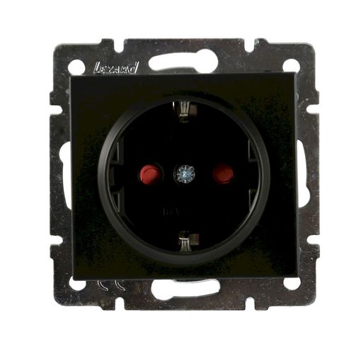 Розетка 1-я с/з внутренняя с защитой от детей антрацит LEZARD Rain 703-4288-124В