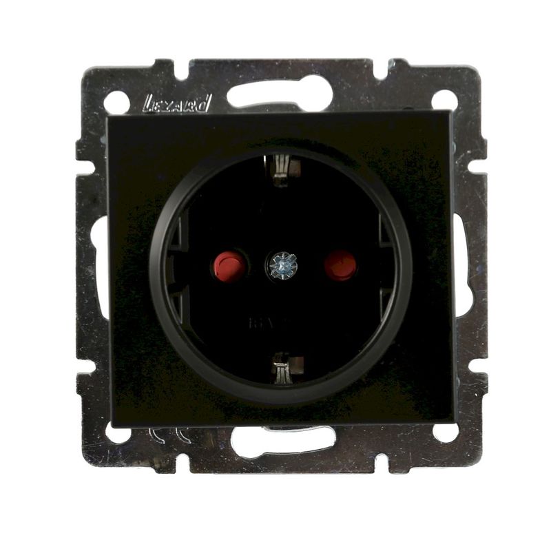 Розетка 1-я с/з внутренняя с защитой от детей антрацит LEZARD Rain 703-4288-124В