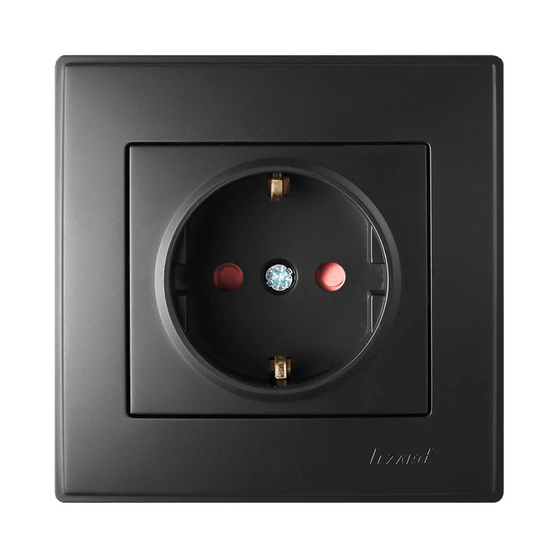 Розетка 1-я с/з внутренняя с защитой от детей антрацит LEZARD Lesya 705-4242-124B
