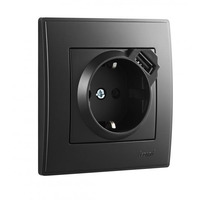 Розетка 1-я с/з+ USB внутренняя антрацит LEZARD Lesya 705-4242-181