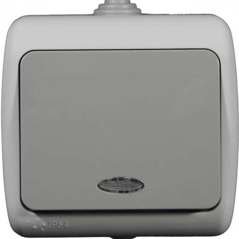 Вимикач 1-кл. з підсвічуванням зовнішній сірий IP54 "LEMANSO Немо" LMR2403