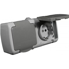 Розетка 2-я с/з наружная белая + крышка IP54 "LEMANSO Немо" LMR2409
