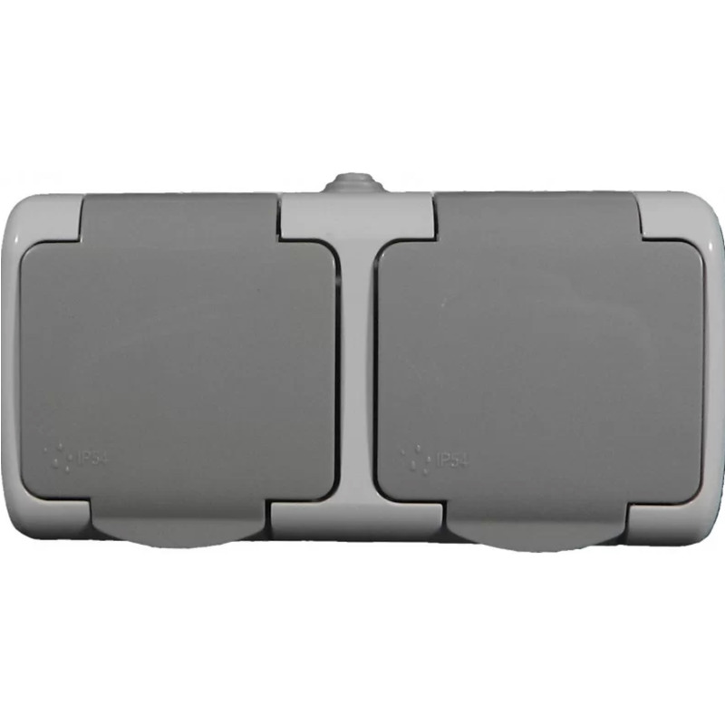 Розетка 2-я с/з наружная белая + крышка IP54 "LEMANSO Немо" LMR2409